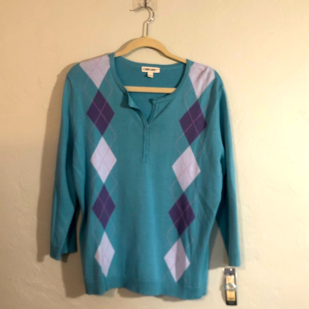 Cherokee Argyle Sweater NWT